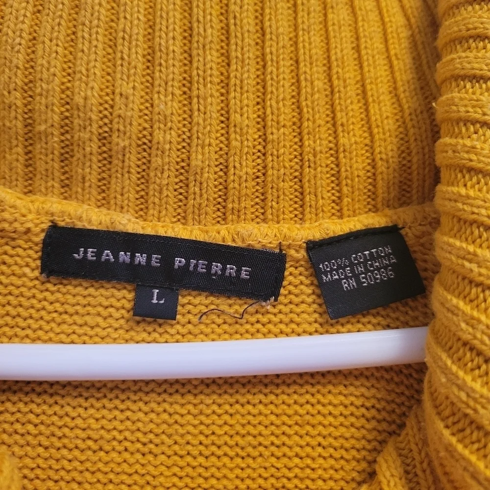Jeanne Pierre Mustard Solid Yellow Waterfall Sweater Women’s Large Cow Neck